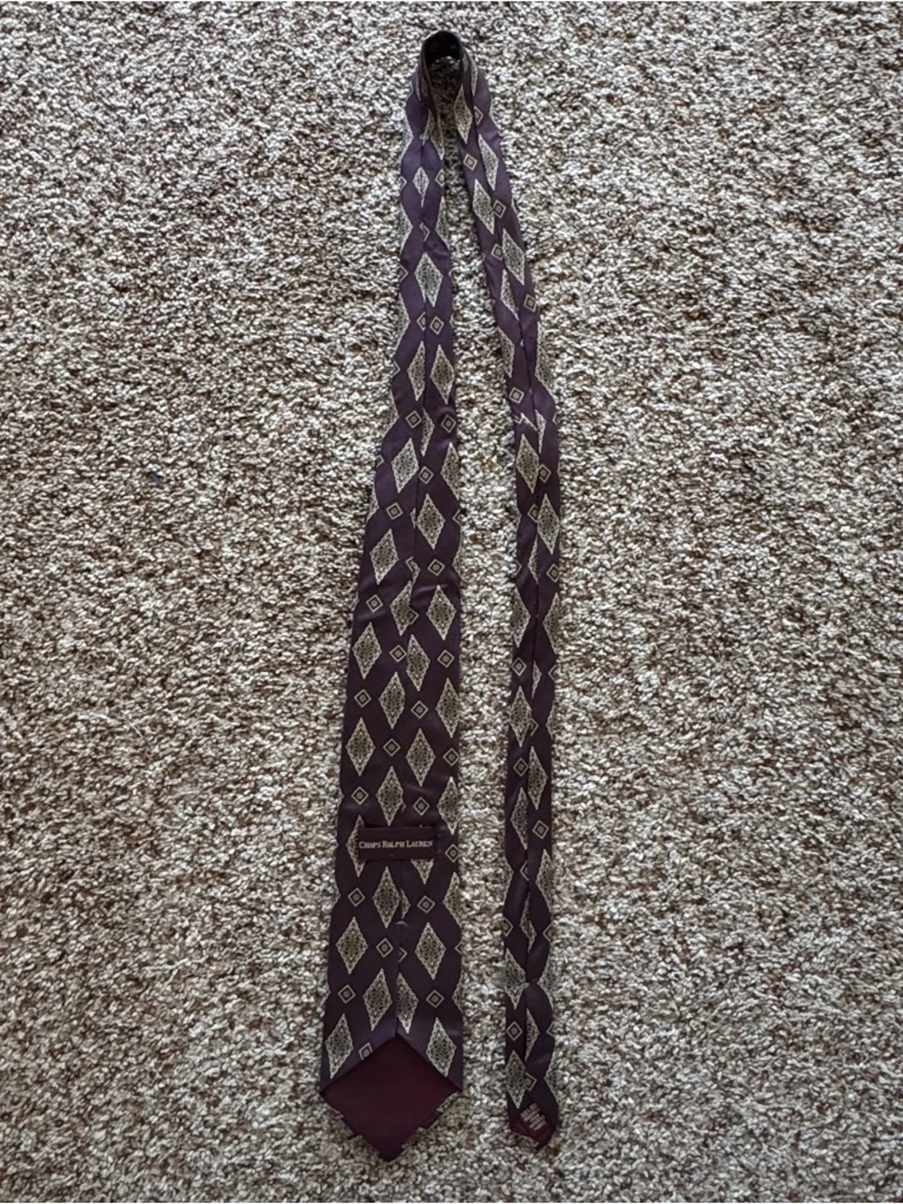 Chaps Ralph Lauren Silk Tie Purple Geometric Diamond USA 59.5 x 3.5